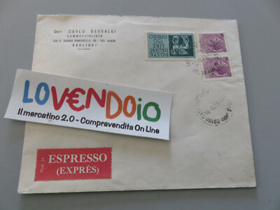 Postal History Express Envelope Shipped from Cagliari to Genoa 1973