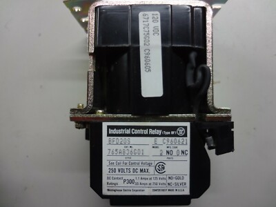 One (1) Westinghouse BFD20S BDF Control Relay 250V 10 AMP Poles 2-NO 0-NC