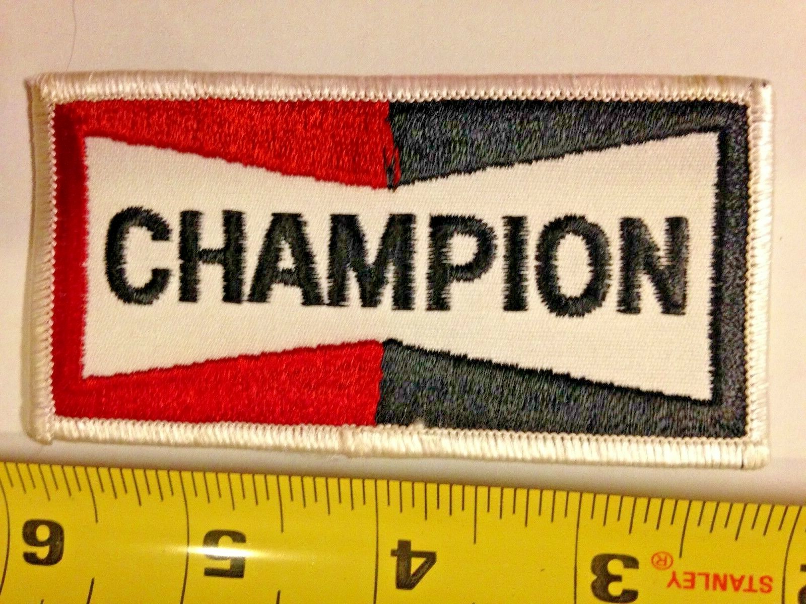 NEW 2 X 4 INCH CHAMPION SPARK PLUGS IRON ON PATCH