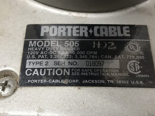 PORTER CABLE 505  TYPE 2  HEAVY DUTY HALF SHEET SANDER *MADE IN USA *