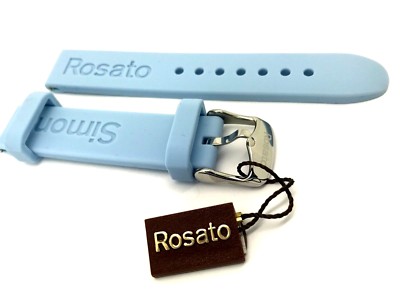 Rosato Simona Light Blue Rubber Watch Band 18mm New