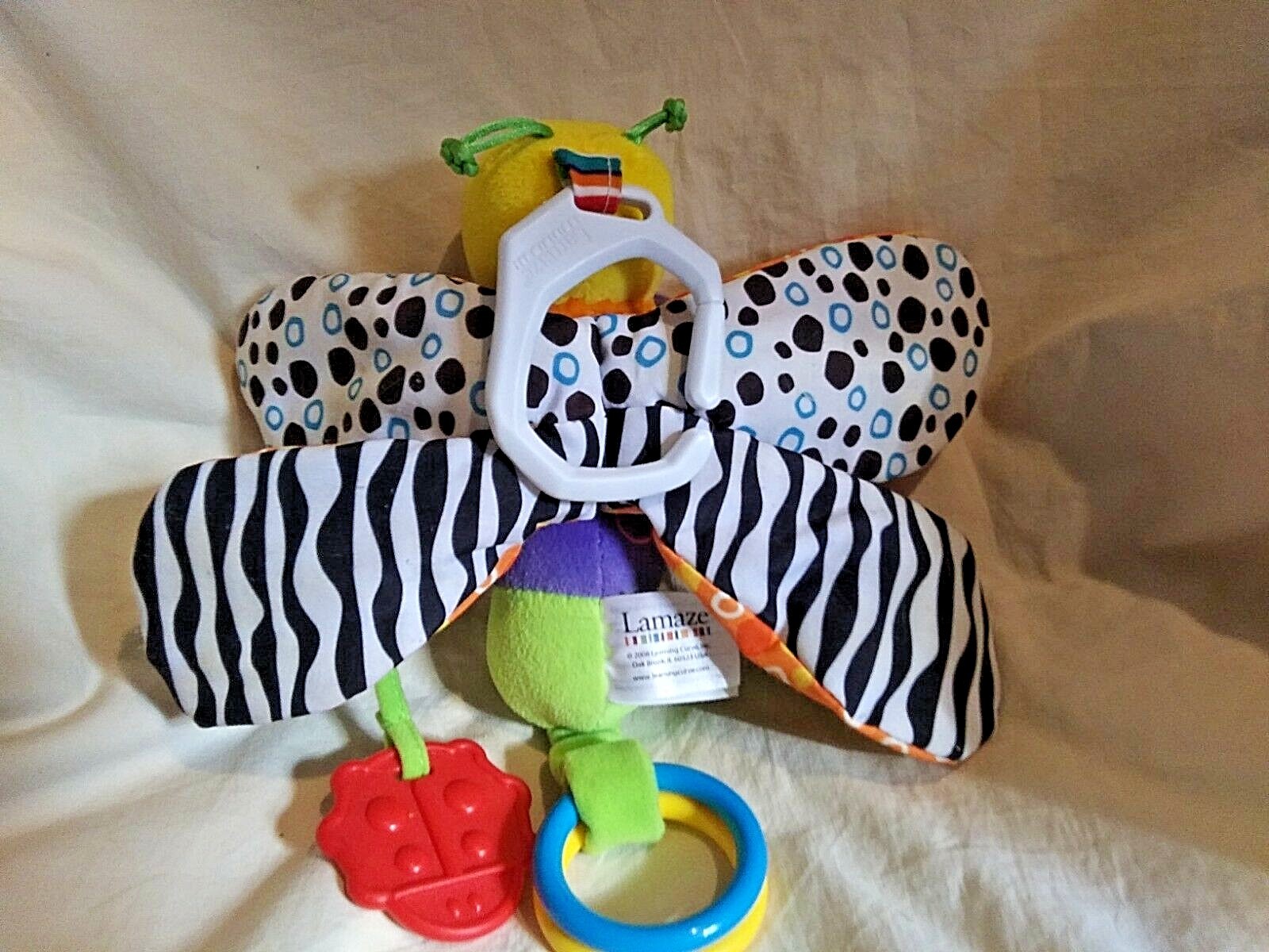 Lamaze Butterfly Hanging Baby Crib Toy Orange Plush Crinkles Rattles Squeakes