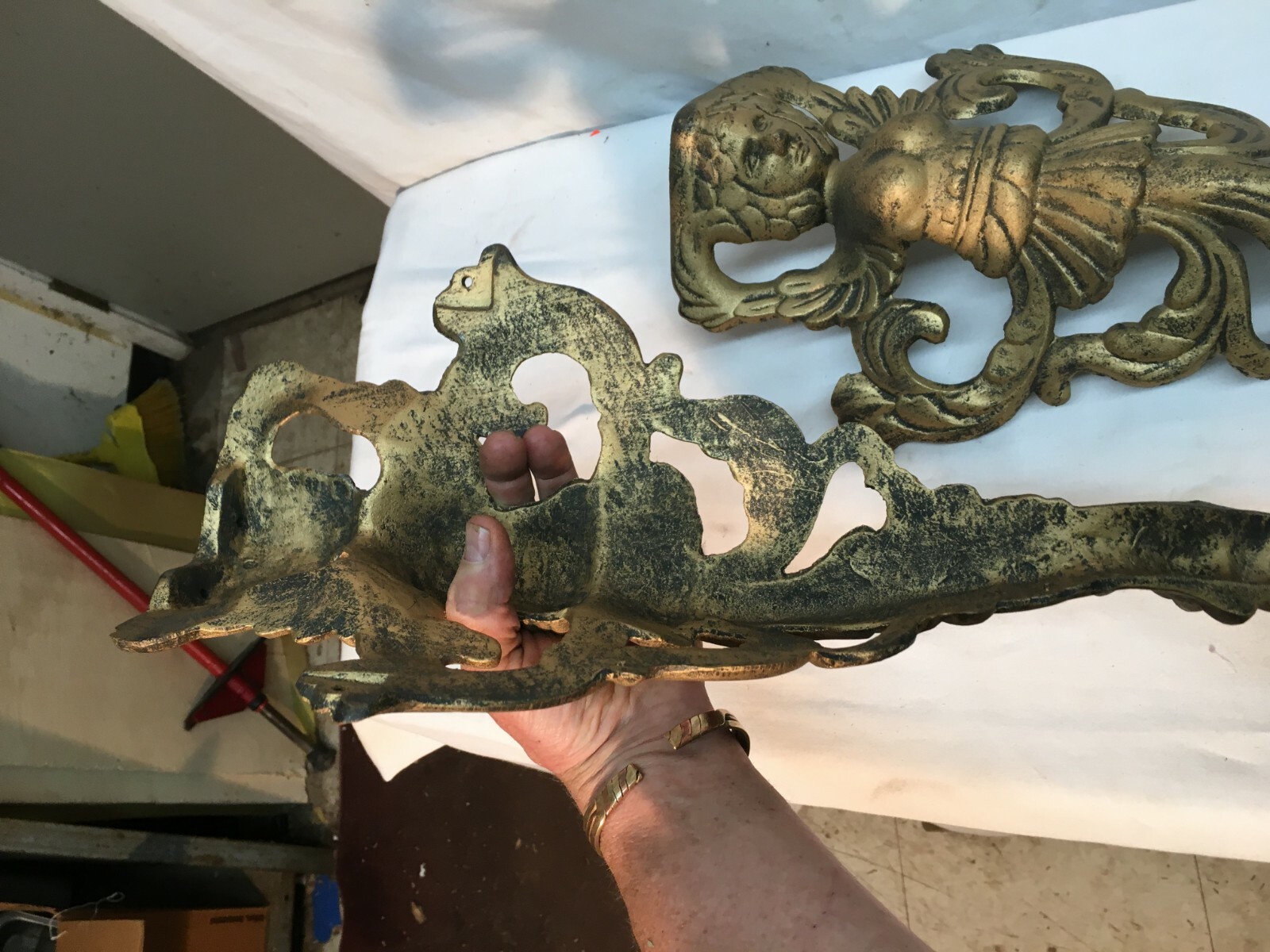 Vintage Ornate  Cast Iron Legs set of 4   Vanity  Table Bench 18in