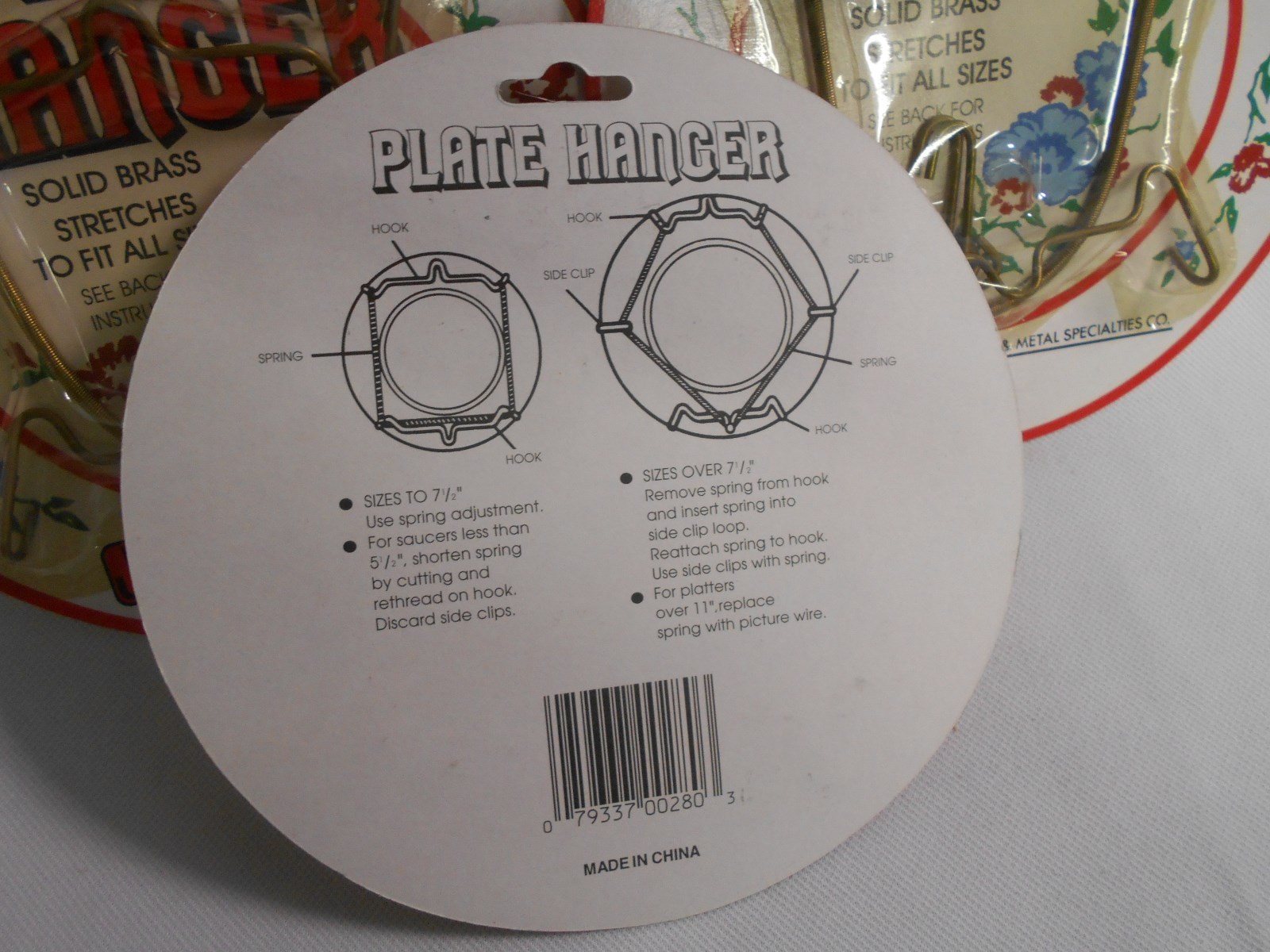 3 new unused NOS Deluxe brass metal spring style plate hangers wall hanger