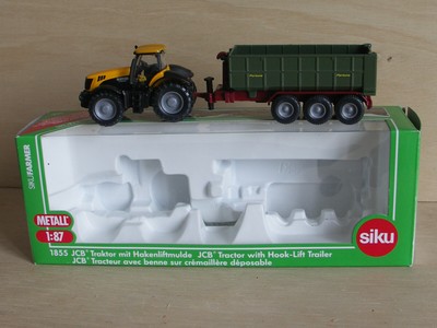 Tracteur JCB 8280 avec benne déposable au 1/87 de Siku réf 1855 avec BO