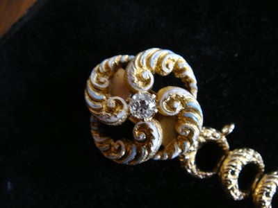 Antique Victorian 14k Love Knot Bracelet with Diamond & Enamel
