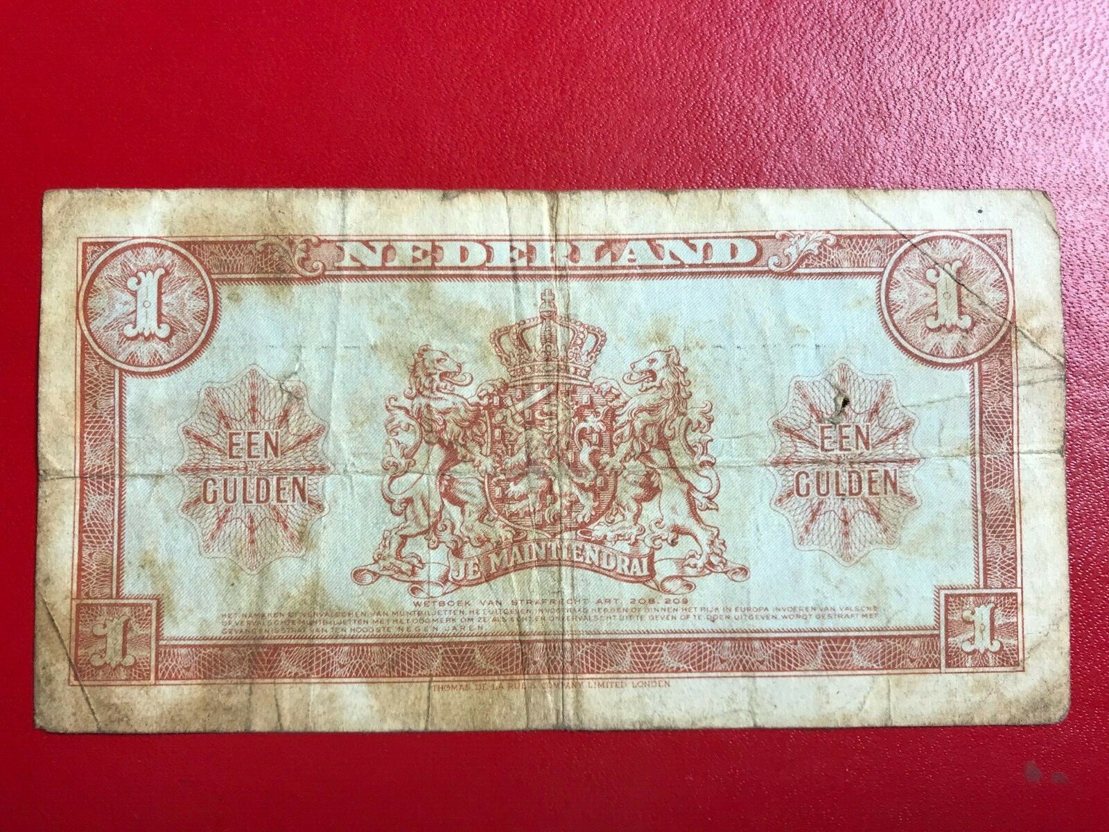 1945 Nederland Muntbiljet Netherlands 1 Gulden