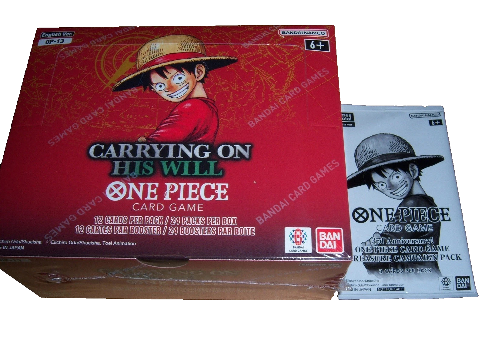 ONE PIECE TCG CARRYING ON HIS WILL BOOSTER BOX + FREE TREASURE