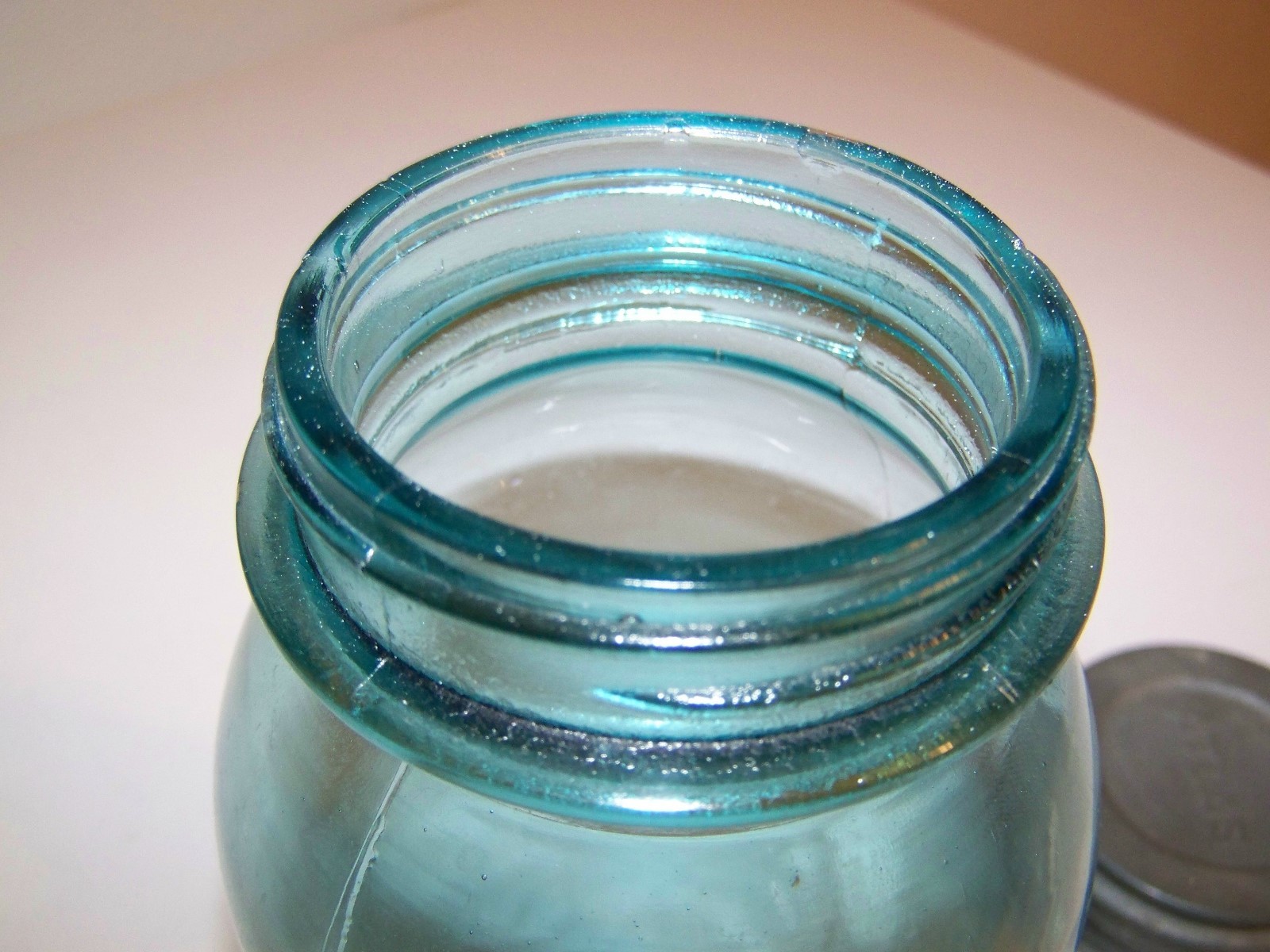 Vintage Lucky Number 13 Aqua Blue BALL PERFECT MASON Canning Jar Zinc Lid 1920's