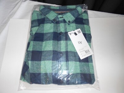 Denim&Flower Ricky Singh Color Block Pattern Navy/Green  Button Down Shirt NWT