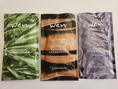 3 WEN by CHAZ DEAN Individual Trial Size Packet 2 oz each Cleansing Conditioner