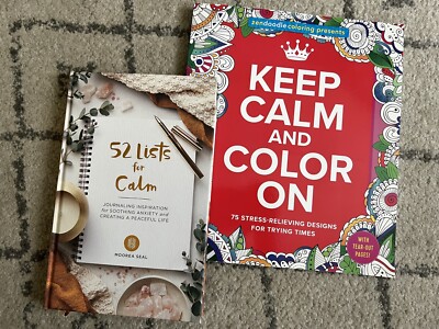 LOT OF 2: 52 Lists for Calm Journal + Keep Calm and Color On Coloring Book