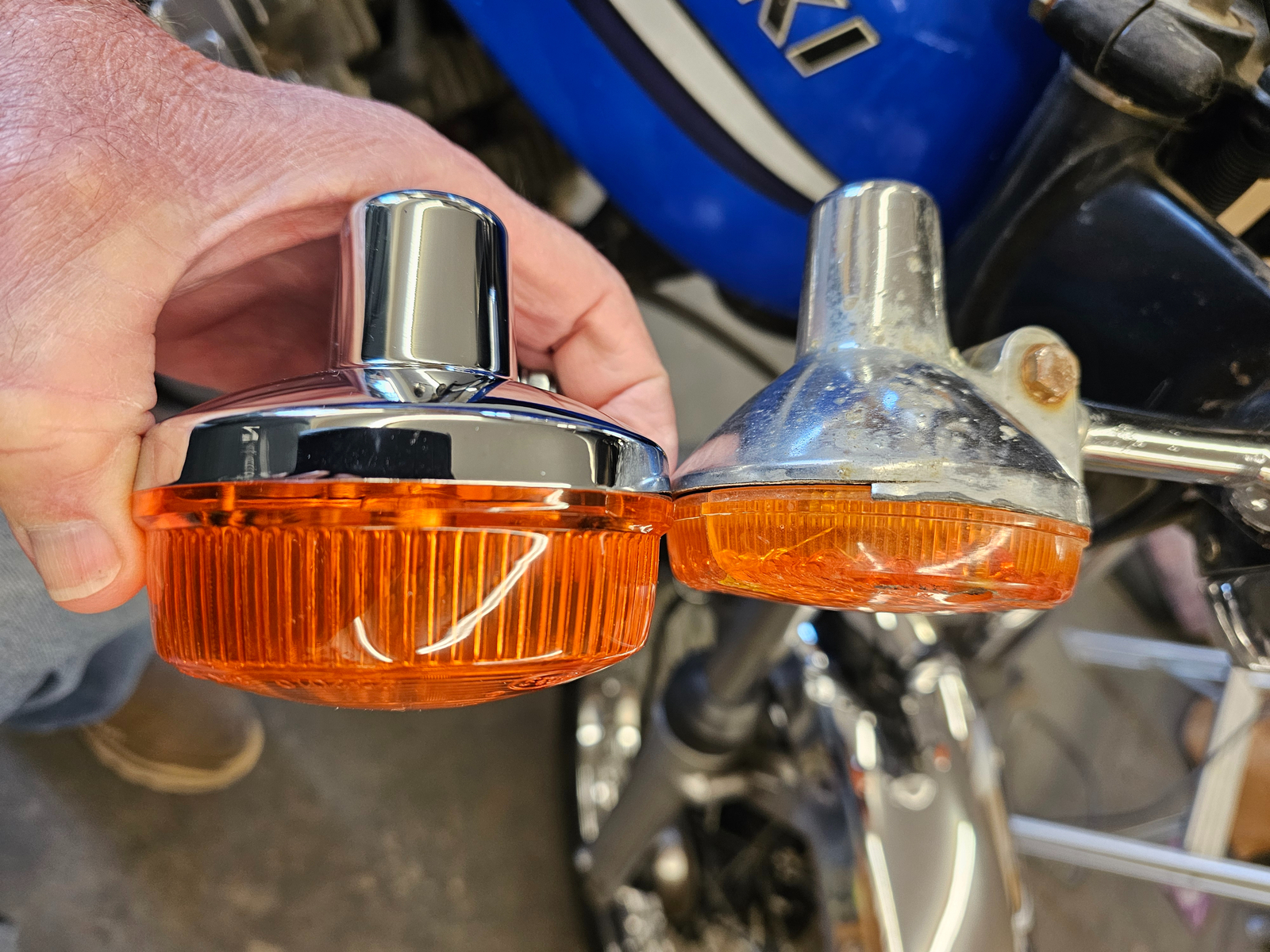 K&S DOT Turn Signal Assembly Single Filament Chrome Amber