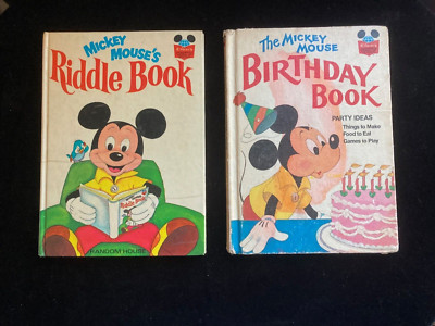 The Mickey Mouse Birthday Book 1978 & Riddle Book  Pre-owned 1973 Good