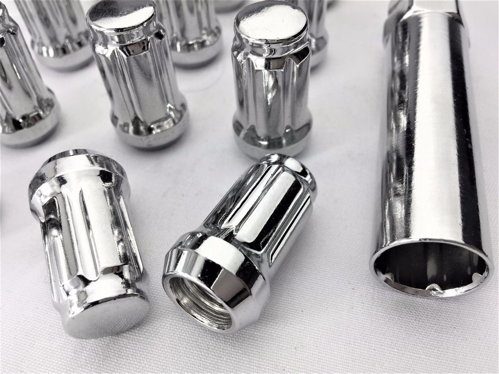 20X M12x1.25 Spline Drive Tuner Lug Nuts+Key chrome Wheel Locks For