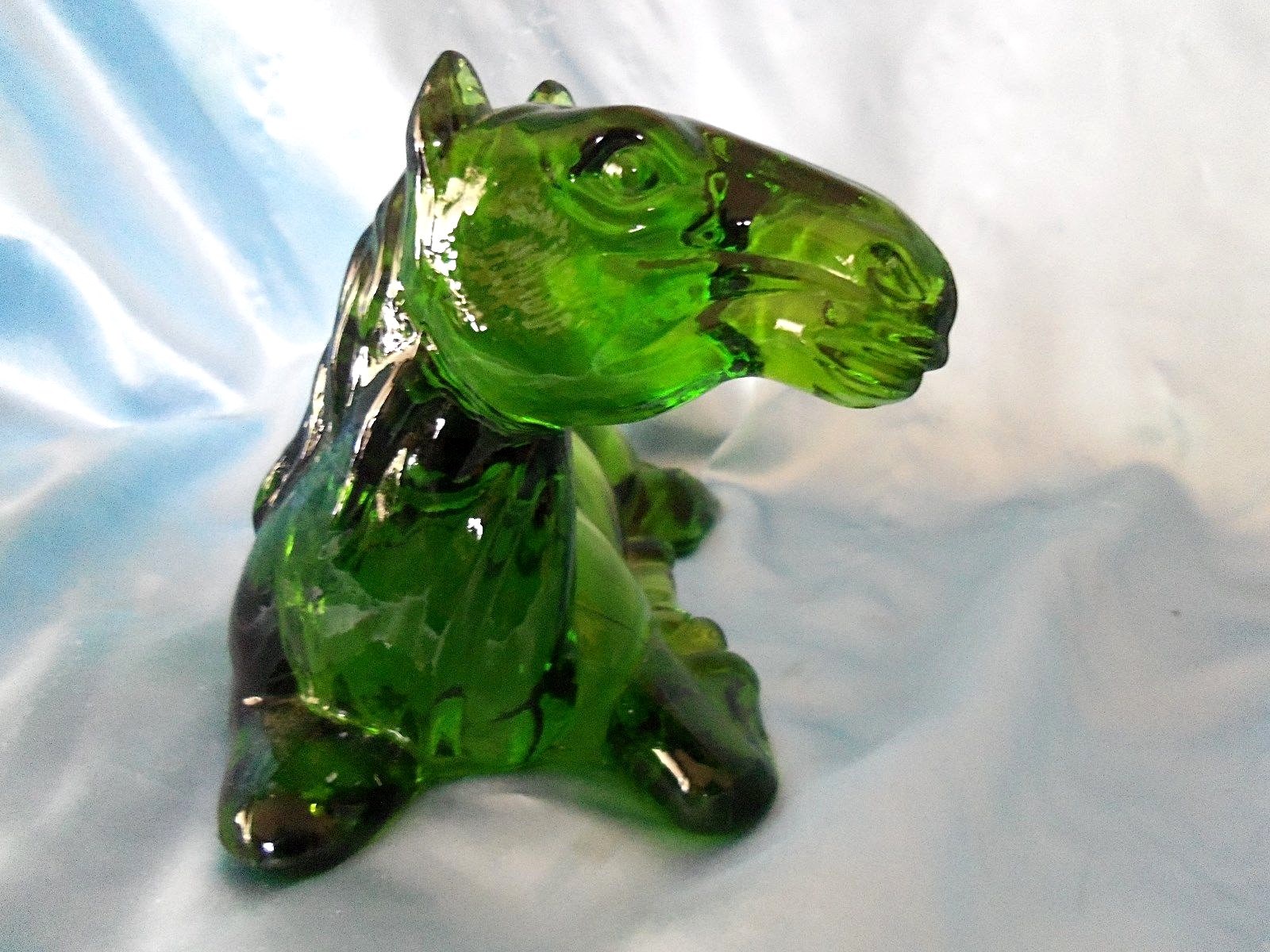 Green Glass statue figure Horse 9