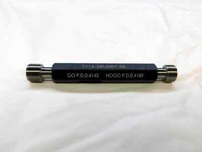 NEW 7/16 28 UNEF 2B THREAD PLUG GAGE .4375 GO NO GO P.D.'S= .4143 & .4189 TOOL