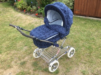 silver cross hood and apron vintage blue