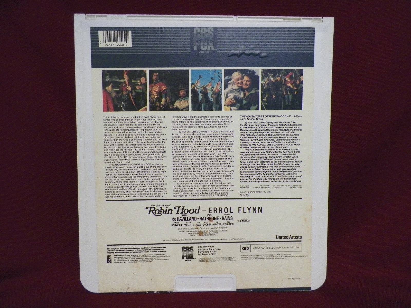 THE ADVENTURES OF ROBIN HOOD - CBS/FOX Video CED Videodisc