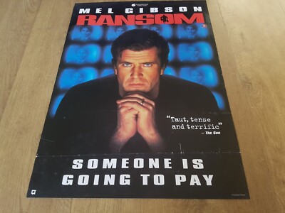 RANSOM .. MEL GIBSON . ORIGINAL 1995 MOVIE POSTER rare 28 yrs Old GOOD CONDITION