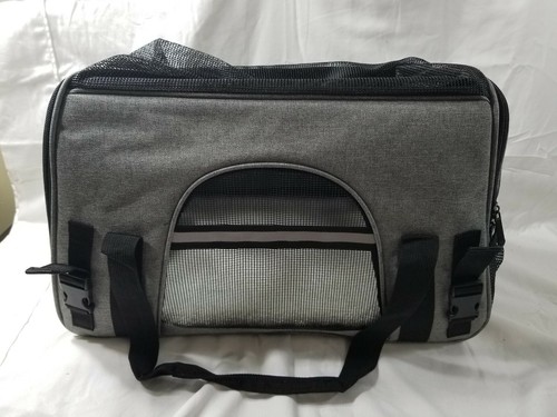 Small Pet Carrier Crate Airplane Travel Bag Under Seat Dog /Cat Gray + by SPAW