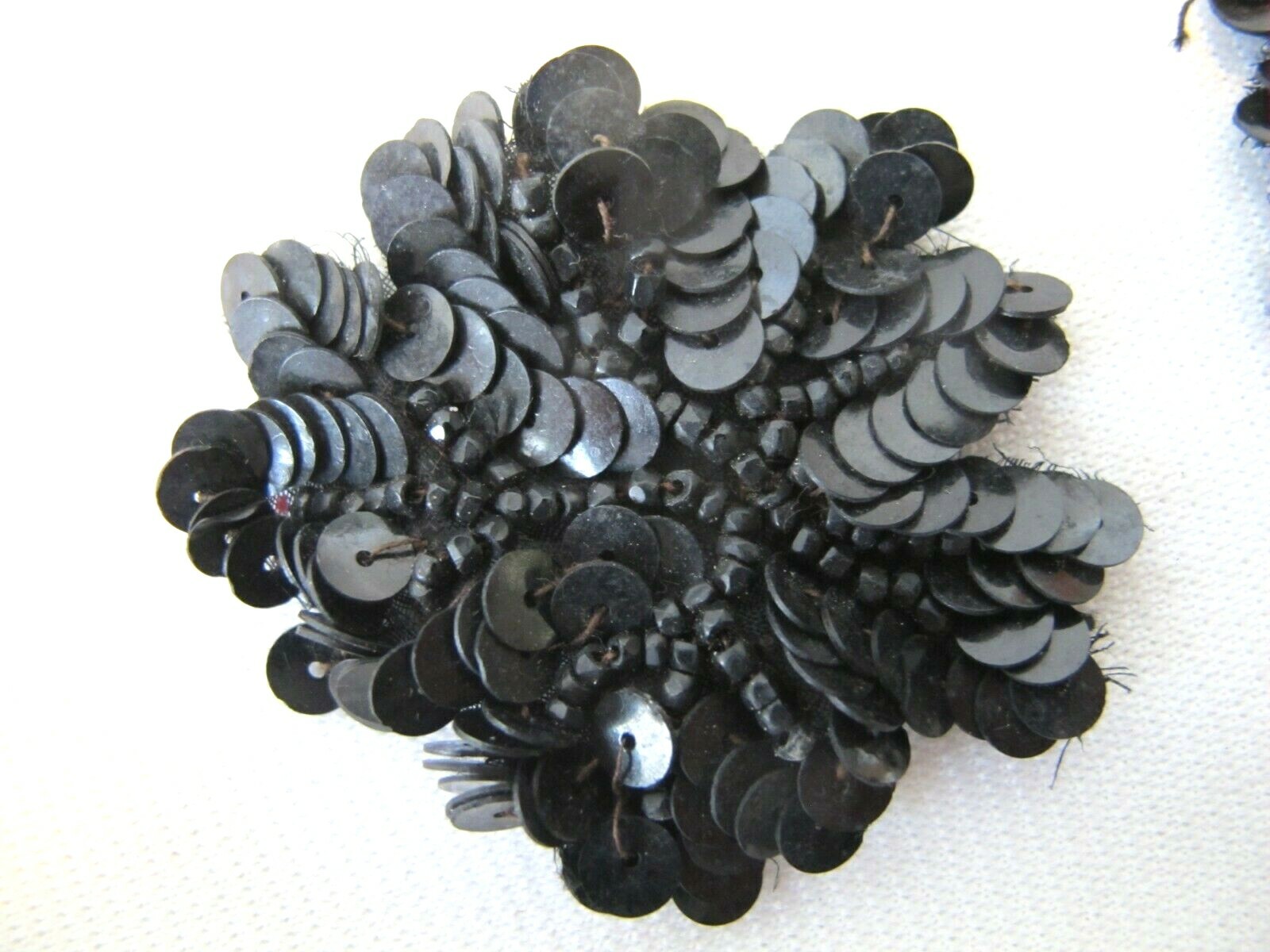 Antique Black Sequined Appliques for Sewing Lot of 25 Crafts 1 3/4