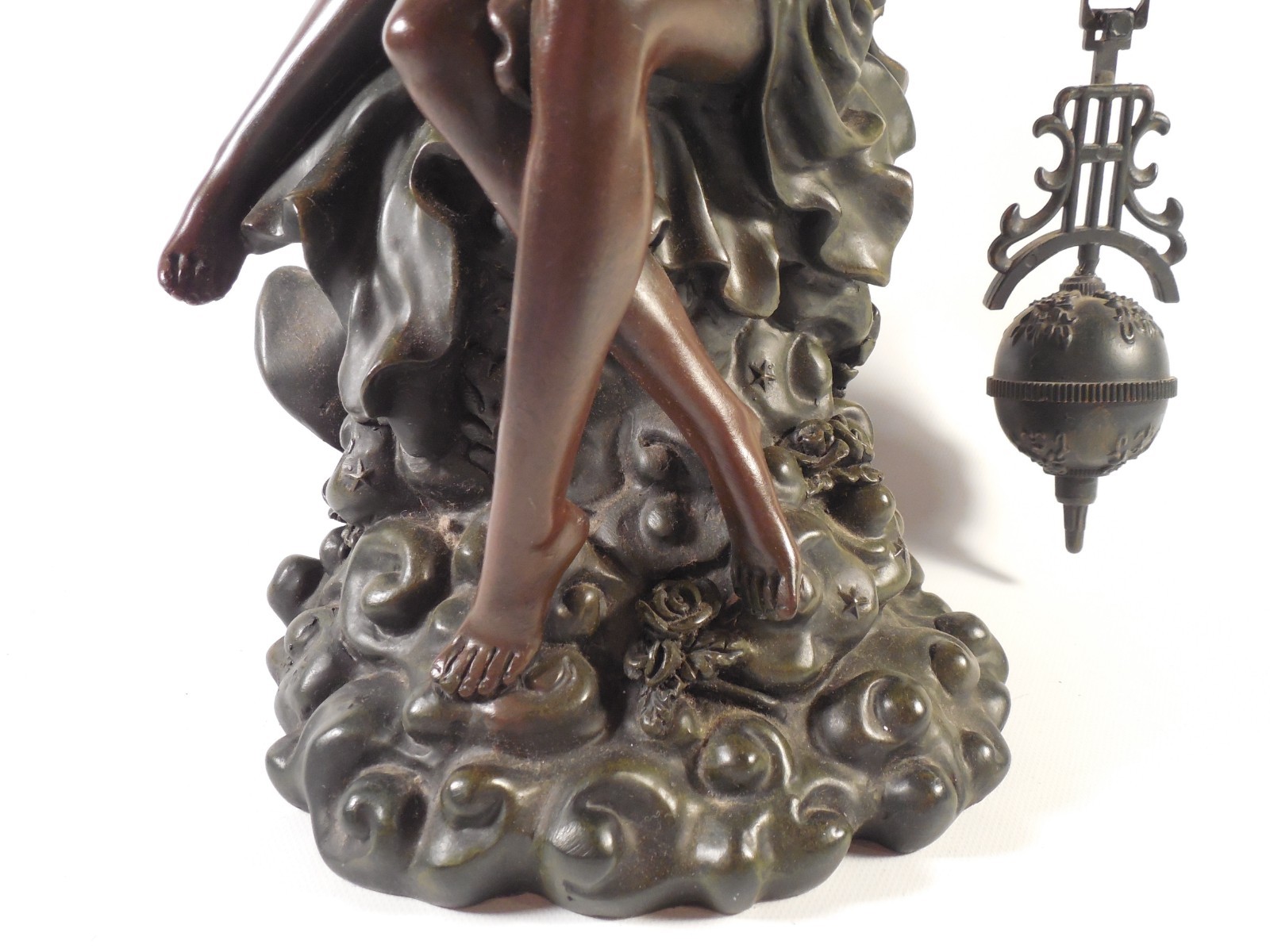 Crosa Quartz Woman and Man with Harp Figural Pendulum Decorative Clock