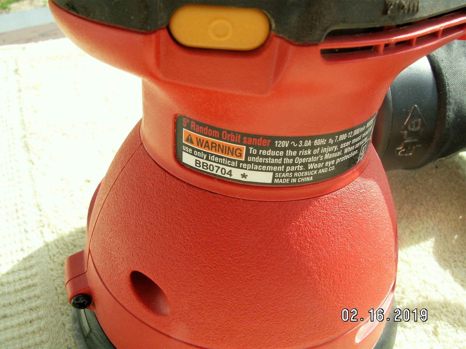 CRAFTSMAN  ORBIT SANDER MODEL 315.279890 -- 3.0 A 7K-12K RPM