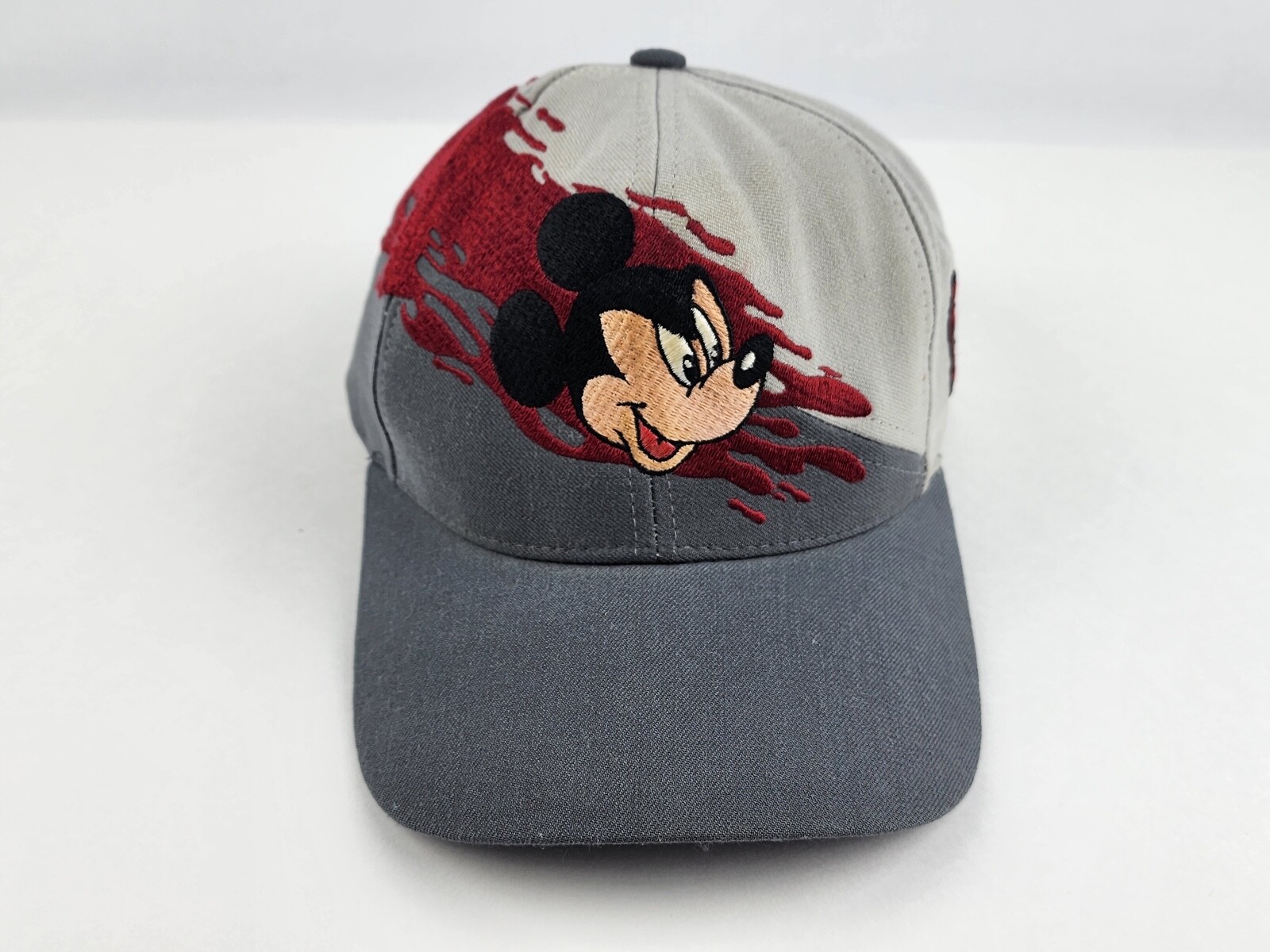 Vintage Mickey Mouse Splash logo Snapback Hat Gray Maroon
