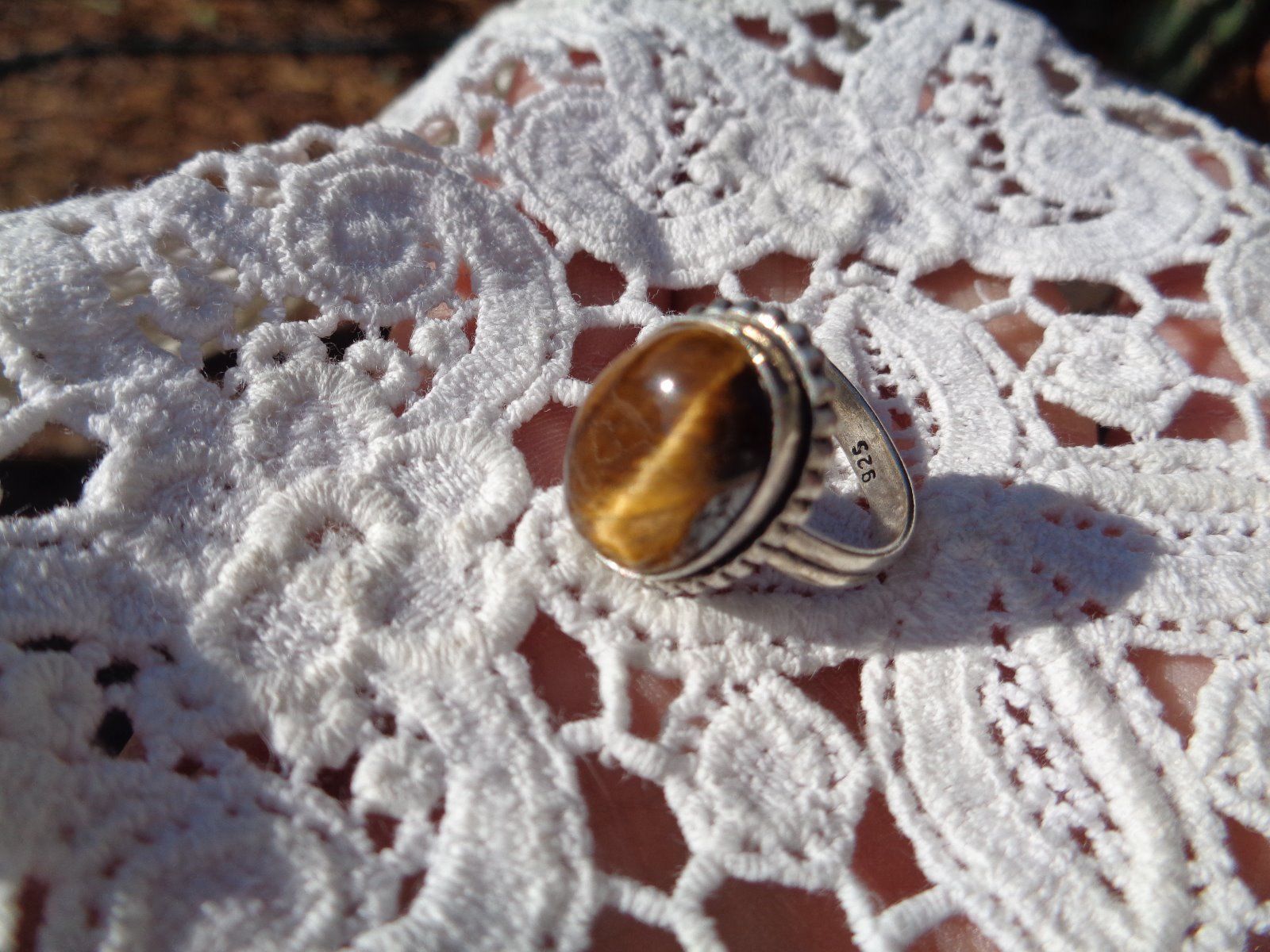 Ojo de Tigre en Plata Anillos de Moda