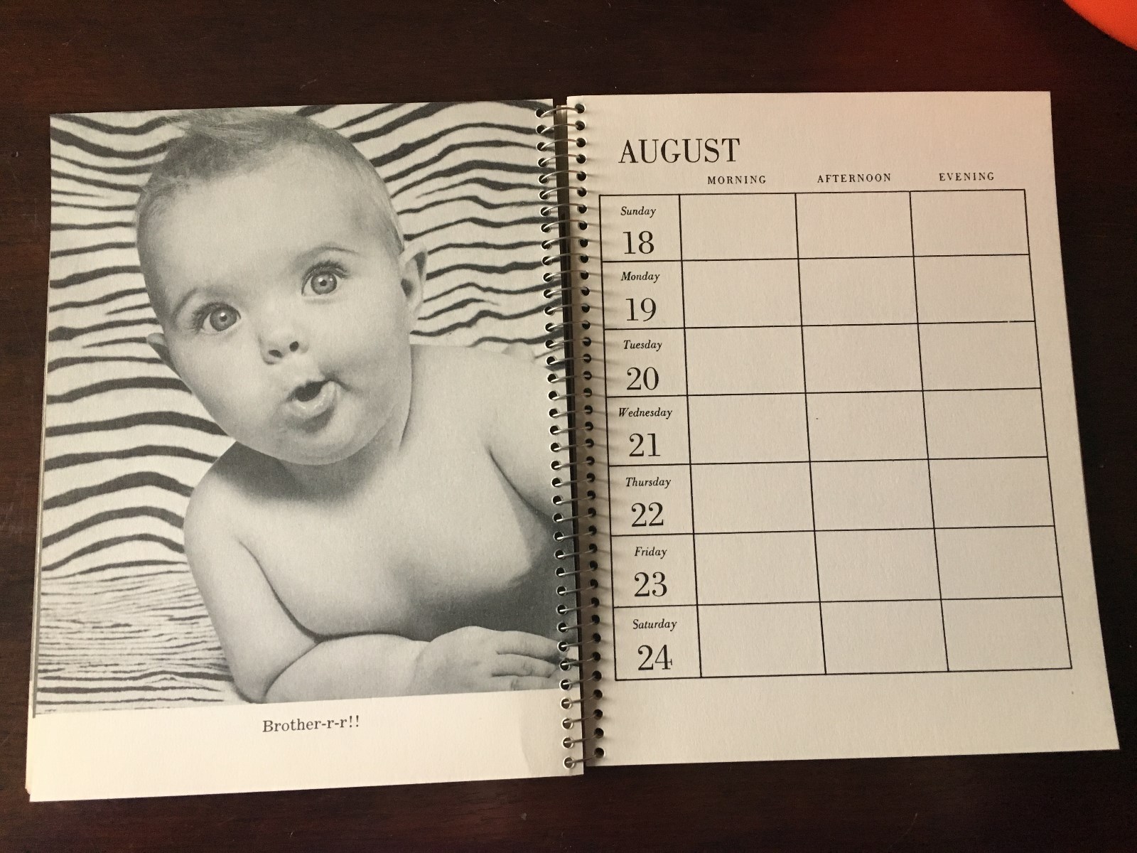 Proof Copy of Constance Bannister's 1957 Baby Photo Calendar Engagement Book