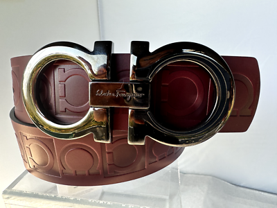 Ferragamo red and gold cheap belt