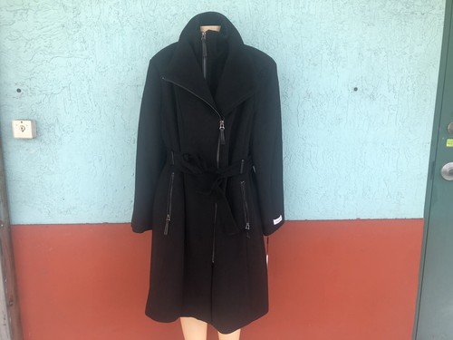 Pre-owned Calvin Klein Women's Wool Coat Black Plus Sizes Msrp $460 Free Shipping.