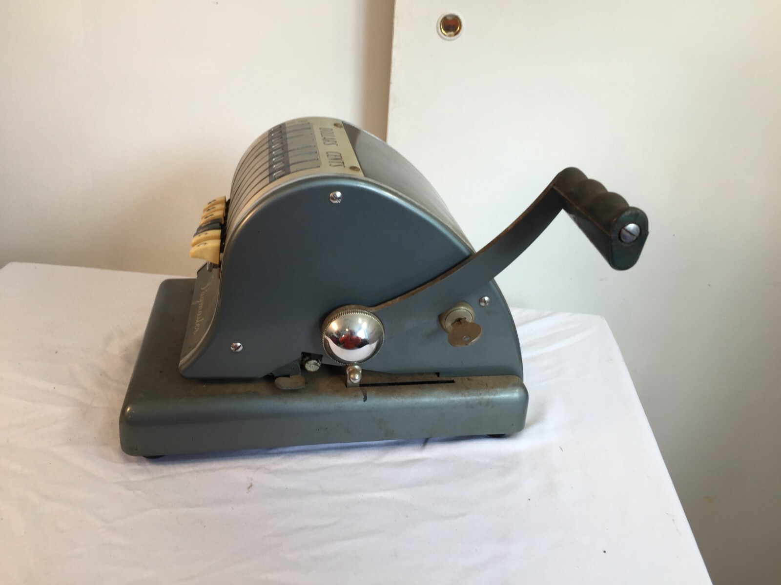 Vintage Paymaster S-600 Check Writing Printing Machine ~ w/ Key, Cover WORKS