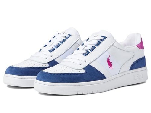 

Мужские низкие кроссовки Polo Ralph Lauren Court белого/светло-синего/ярко-розового цвета США, White/light navy/vivid pink