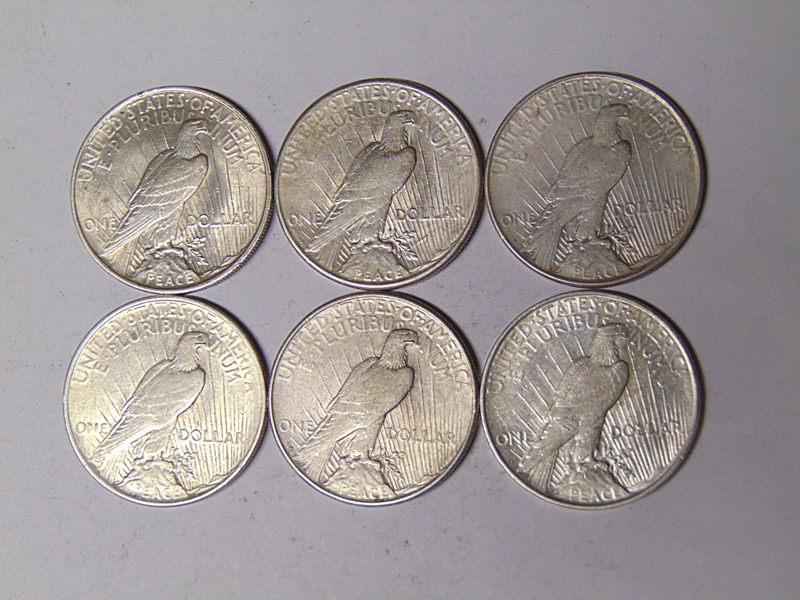 Lot of 6 Peace Silver Dollars 1922 1922-D 1922-S 1923 1923-D 1923-S