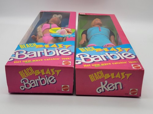 Vintage 1989 Beach Blast Barbie Blonde Magic Hair 3237 & Ken Doll 3238 NRFB
