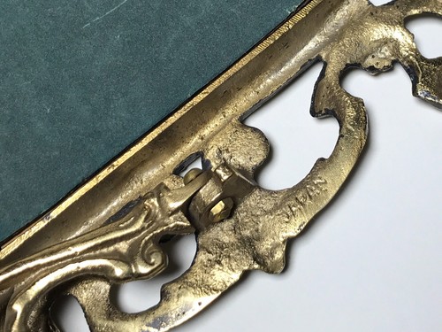 Vintage Ornate Cast Metal Picture Frame Gold Tone Easel Back 3.5X5.