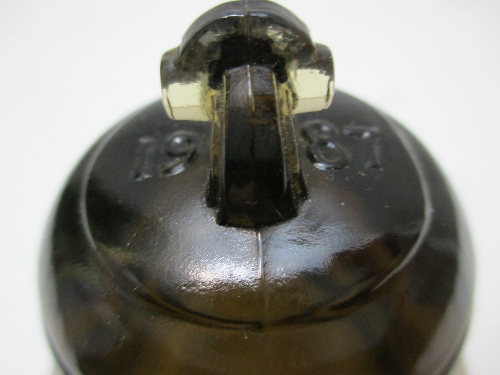 Vintage Telephone Pioneers of America Glass Bell Paperweight Brown 1987