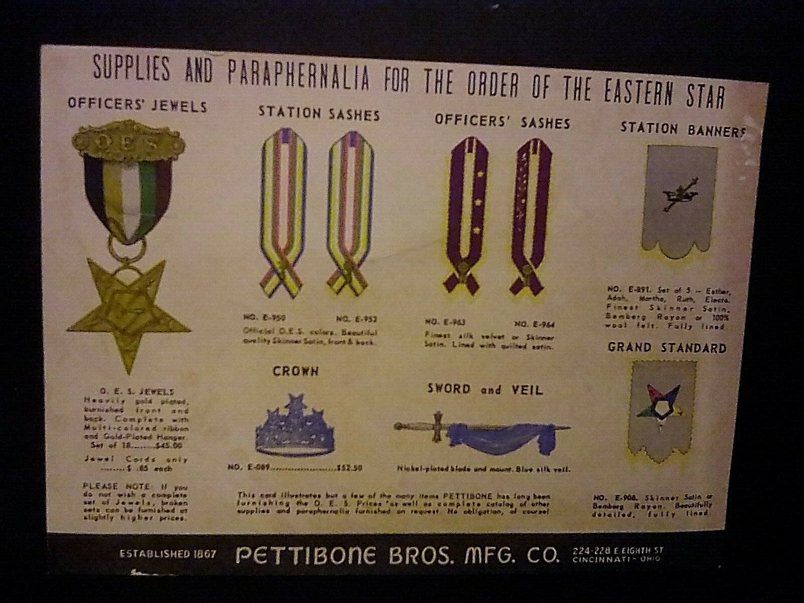 Order of the Eastern Star Masonic - Pettibone Supplies & Paraphernalia pamphlet