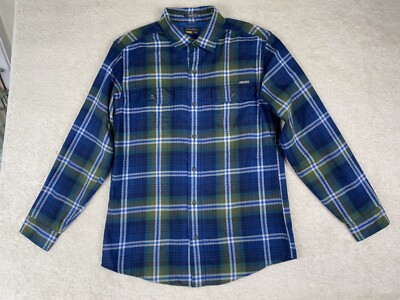 Eddie Bauer Flannel Shirt Men's Med Outdoors Blue Gray Plaid Button Up NWOT