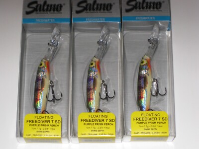3 Salmo Freediver 7 Purple Prism Perch Super Deep Runner Floating Discontinued