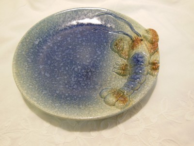 Majolica Wall Plates Lobster Lighthouse Blue 7