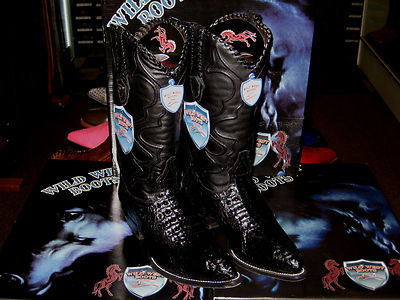 Pre-owned Wild West Boots Wild West Black Genuine Crocodile Hornbak Western Cowboy Boot J-toe (d) 2990205