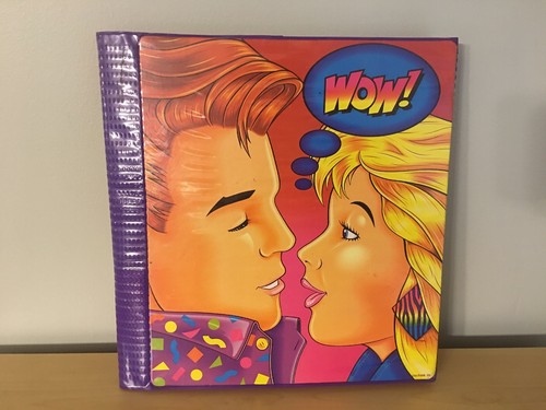 VTG 1990 Lisa Frank Trends Vintage Trapper Keeper 3 Ring Binder WOW Kissing Pink