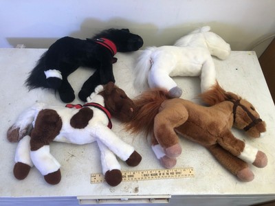 LOT OF 8 VINTAGE WELLS FARGO BANK PONY HORSE PLUSH STUFFED ANIMAL TOY