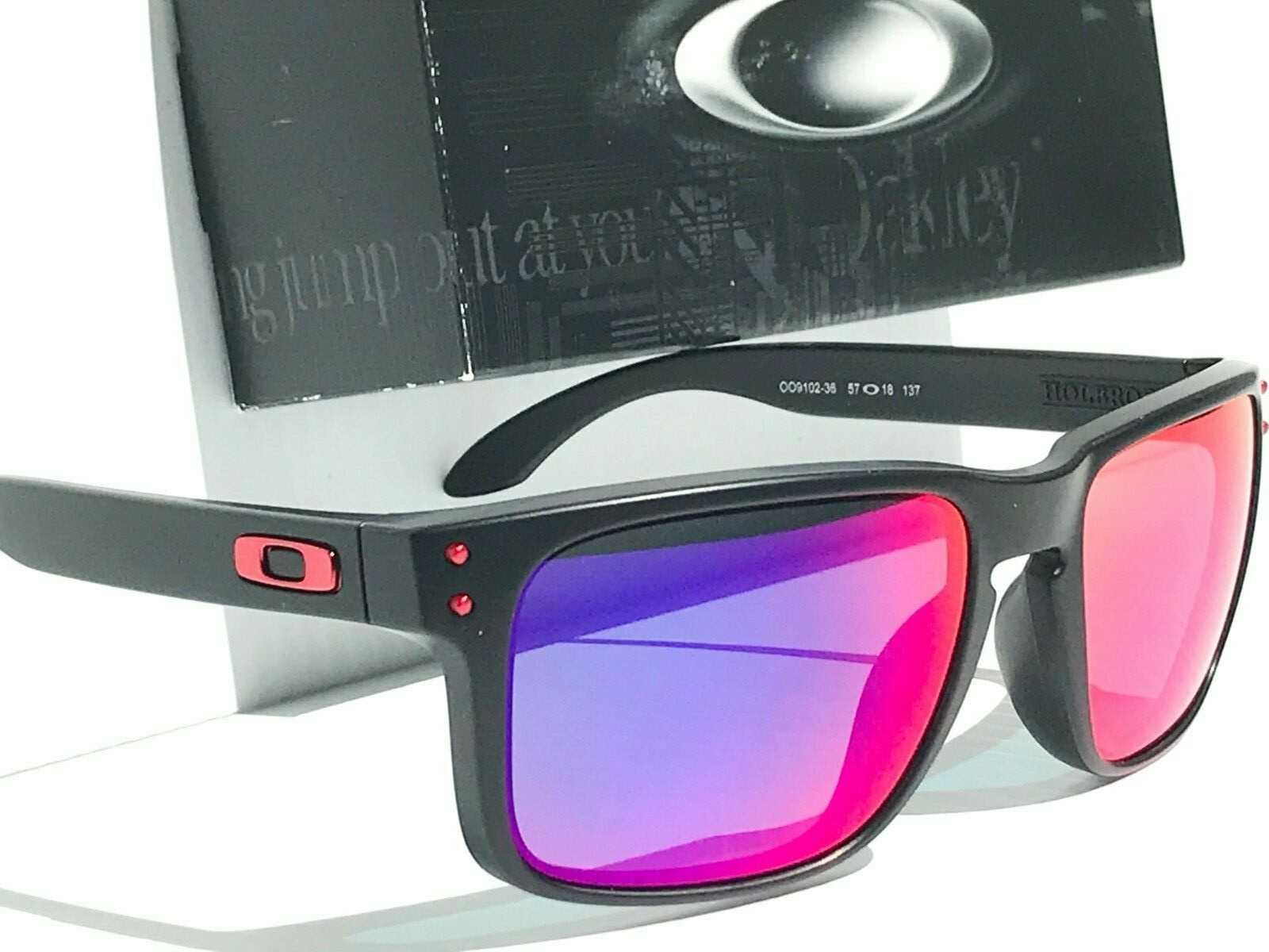 NEW* Oakley HOLBROOK Matte Black Positive Red Iridium w CASE NEW* Oakley HOLBROOK Matte Black Positive Red Iridium w CASE