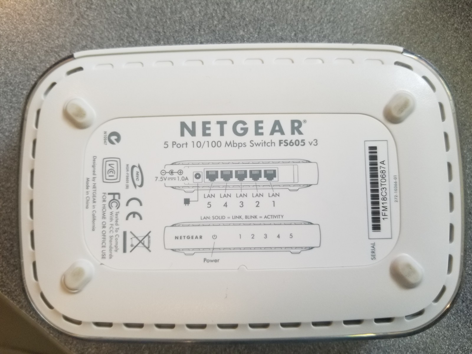 NETGEAR 5 PORT 10/100 MBPS SWITCH FS605