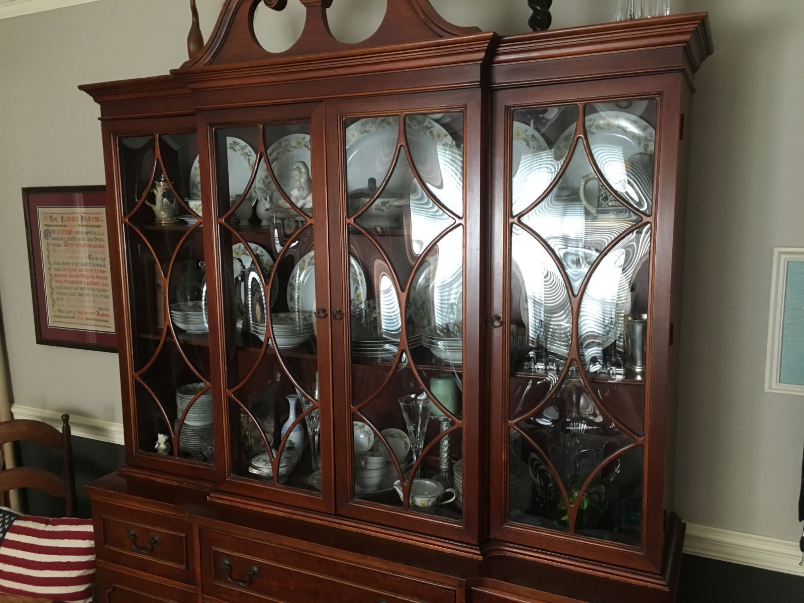 Early 1900s Mahogany Bubble Glass 2 piece Breakfront/Secratary