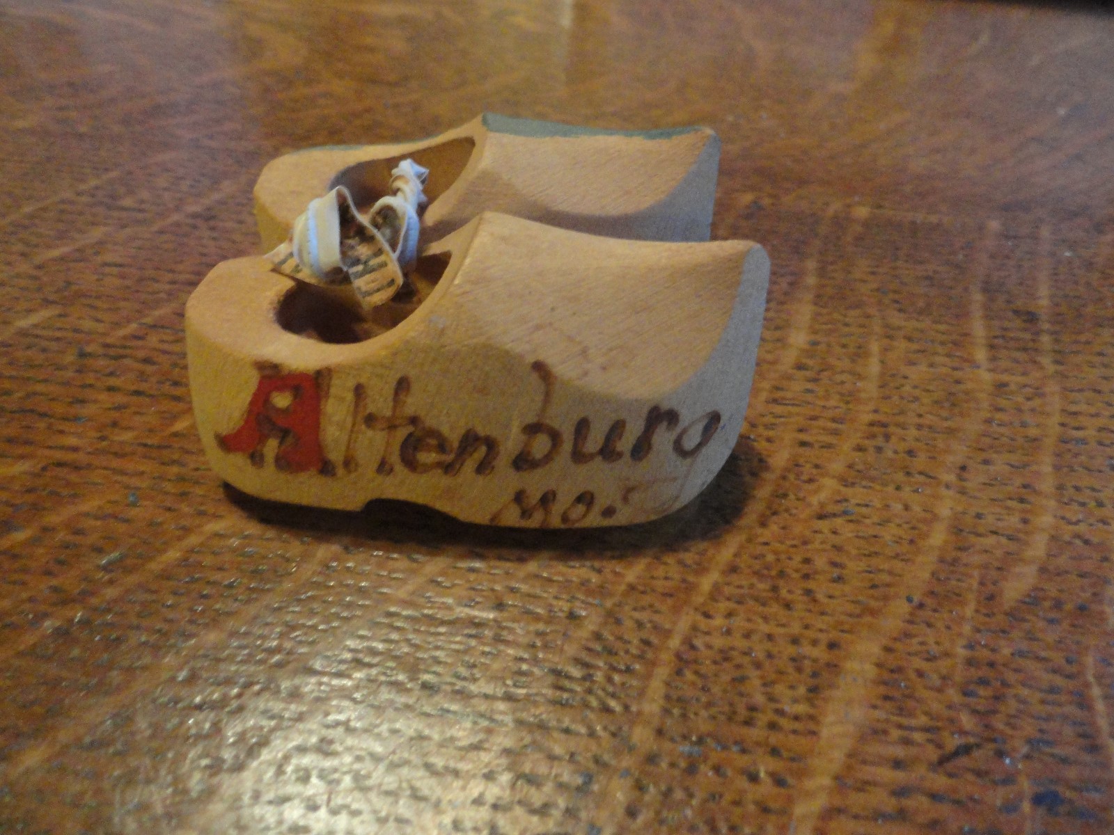 CUTE Pair Of Old Wooden Mini Dutch Shoes Advertiting 